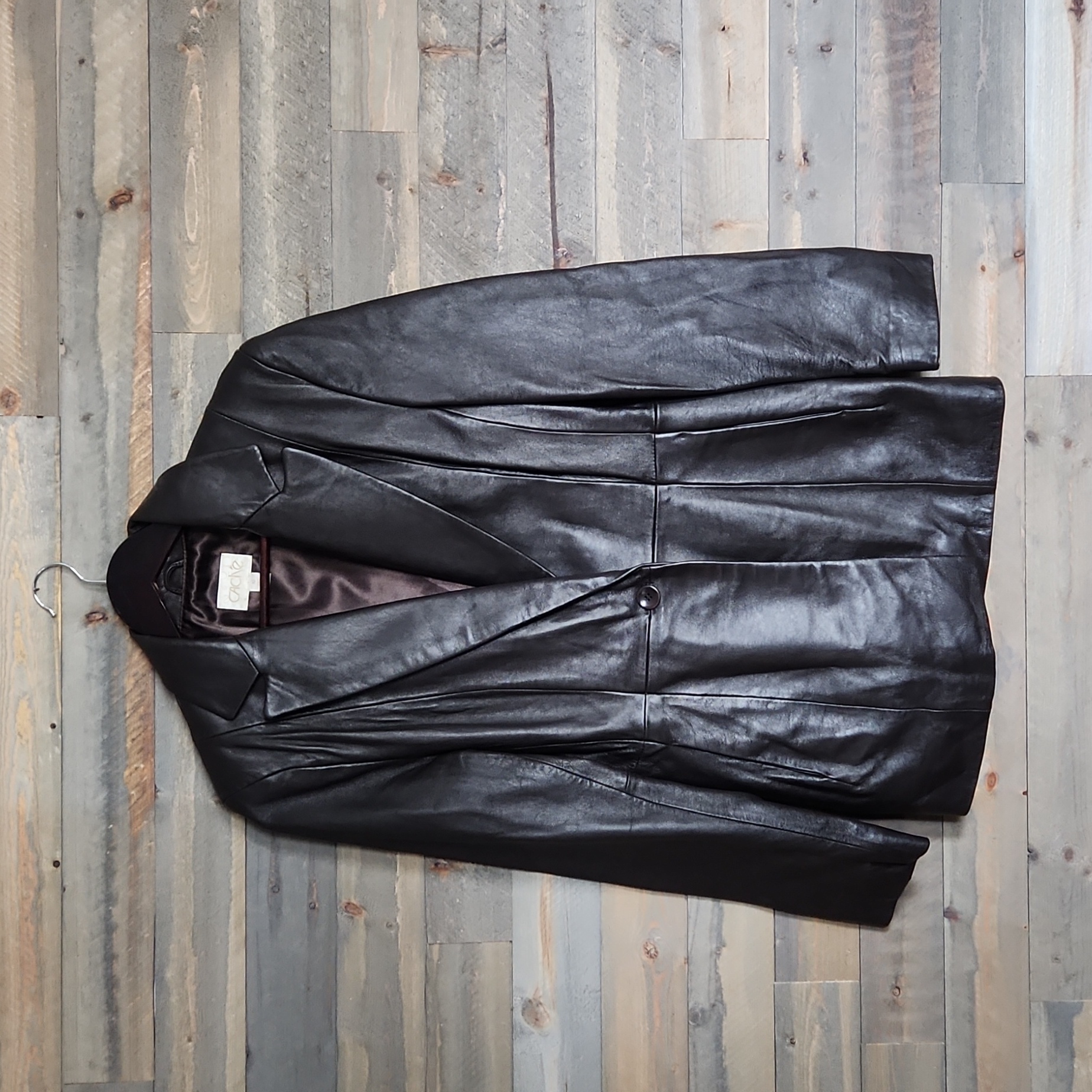 Cache Chocolate Brown Genuine Leather Jacket Size 10